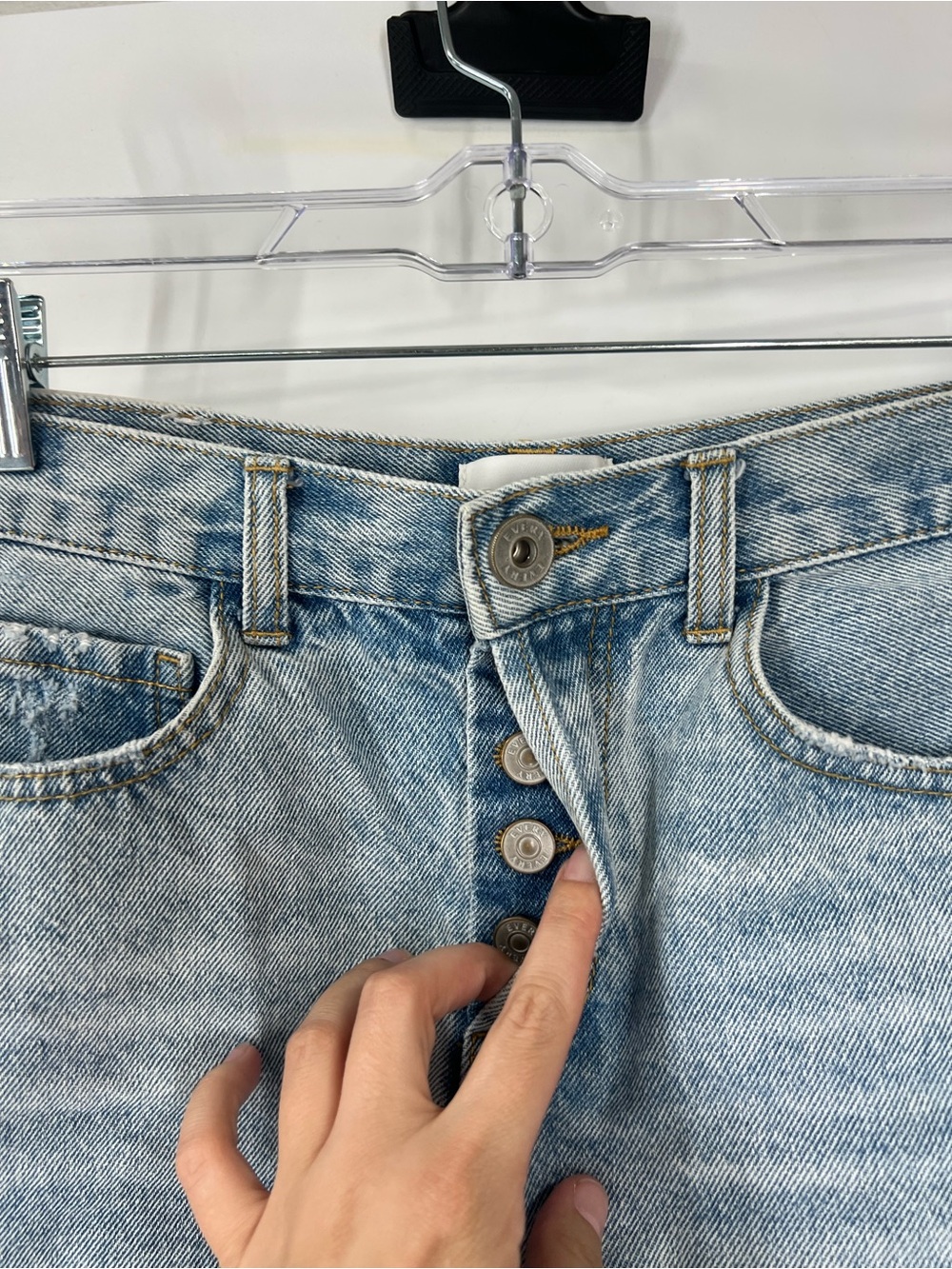Every High Rise Button Fly Denim Shorts - Picture 2 of 5